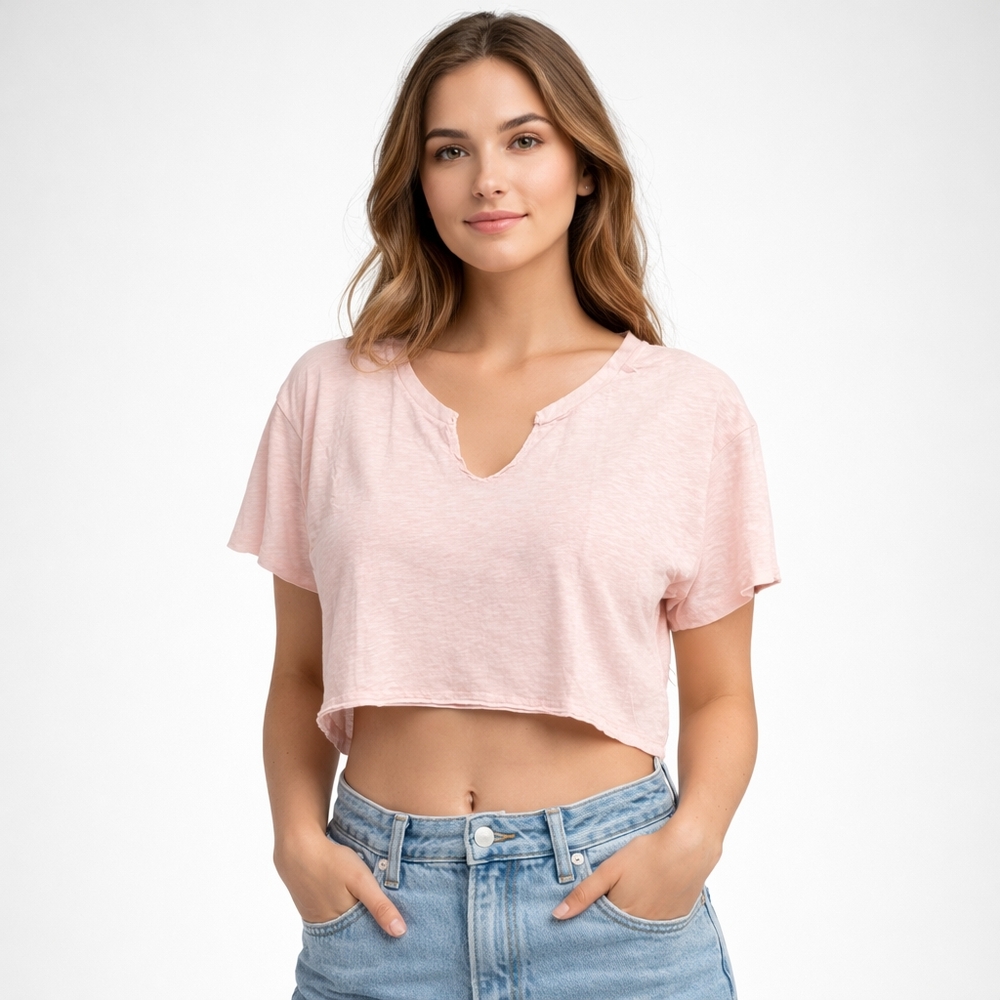 Vintage Canvas Women’s Cropped Tee – Soft Pink